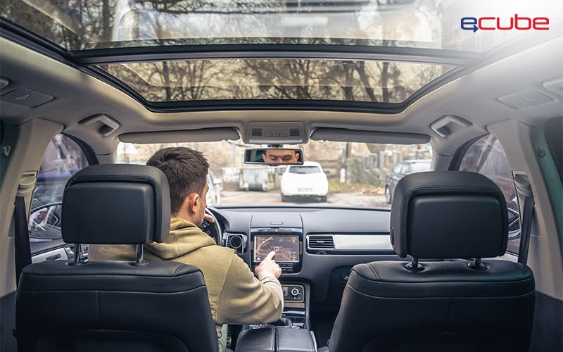 Driving a futuristic-looking car in Singapore