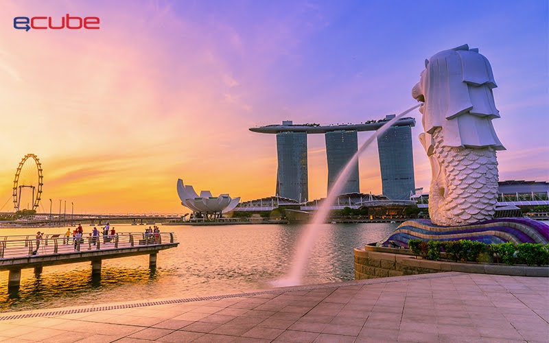 Scenic view of Marina Bay Sands at sunset, ideal for planning a travel budget in Singapore