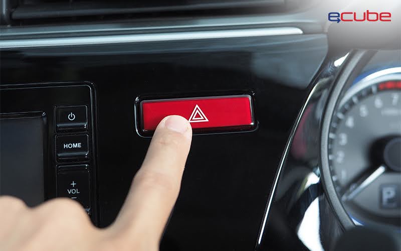 Turning on the hazard light in a rental car