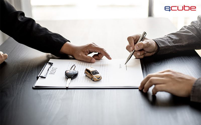 car rental agreement being signed